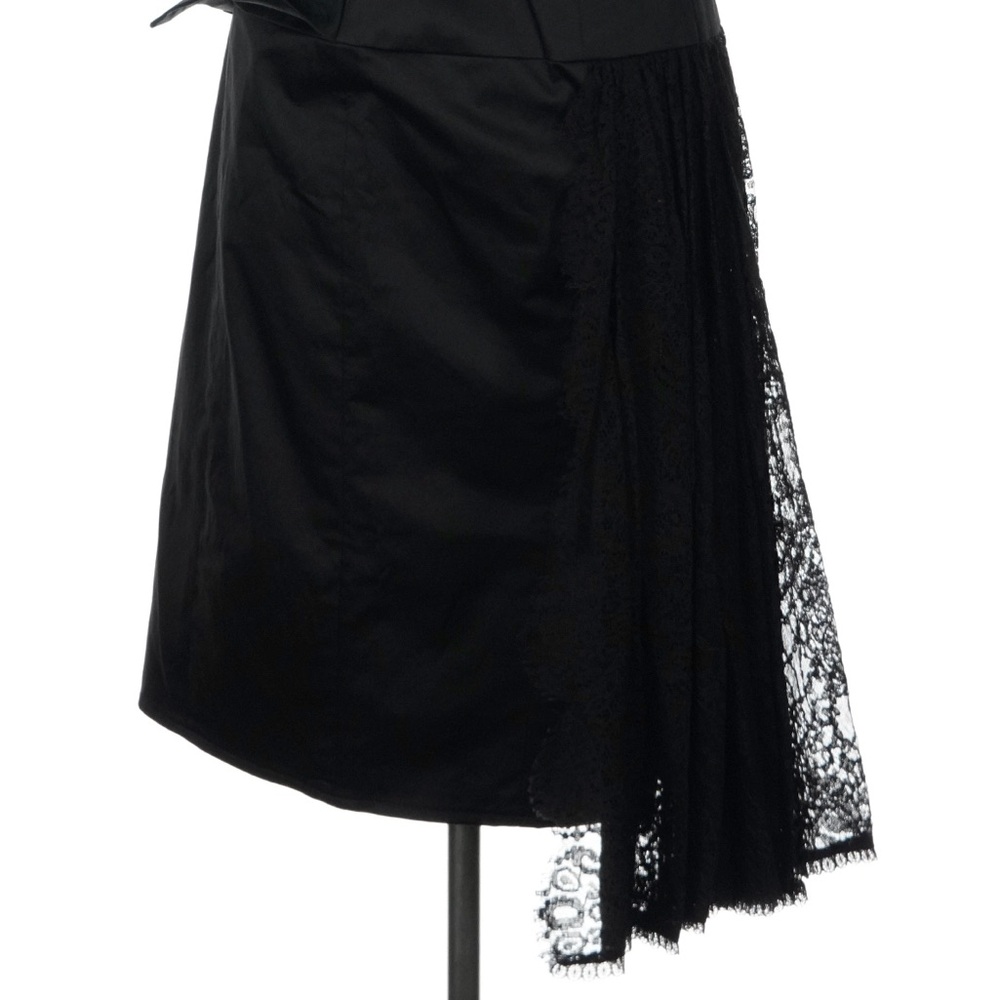 Nanette Lepore Black Asymmetrical Lace-Panel Skirt
